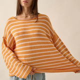 Kukombo Casual Women Oversized Striped Sweater Color Block Knit Long Sleeve Sweatshirt Loose Pullover Y2K Preppy Jumper