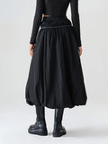 Kukombo Women Y2k Bubble Maxi Skirt Elegant Elastic Low Waist Flowy A Line Long Skirt Summer Ruffle Balloon Skirts