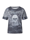 Kukombo Women Y2k Grunge Clothes  Short Sleeve Oversized Shirt Graphic Crop Tops Aesthetic Vintage 2000s Teen Girls Halloween Baggy Tee