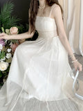 Vintage Casual Women Summer Dress Spaghetti Strap Elegant Fashion Party Evening Robe Female Solid Chic Prom Vestidos New