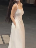 New Vintage Casual A-Line Party Dress Women Summer Sleeveless Birthday Solid Sundress Elegant Slim Fashion One Pieces Vestidos