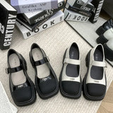 Kukombo Shoes Woman Flats Low Heels Oxfords Autumn Clogs Platform Dress Leather Fall New Creepers Retro Rubber  Mary Janes Basic