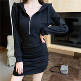 Kukombo Y2K Sexy Bodycon Mini Dress Women's Fashion Long Sleeve Casual Slim Solid Vestidos Femme Korean Clothes Autumn