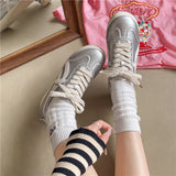 Kukombo New Women Breathable Casual Lightweight Sneakers Lace-up Vulcanized Shoes Ladies Soft Sole Wear-Resistant Sneakers Female Shoes