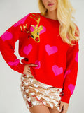 Kukombo Women Christmas Sequin Sweatshirt Letter Graphic Backless Long Sleeve Crewneck Heart Merry Christmas Pullover Top Y2k Streetwear