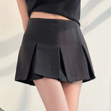 Kukombo Women Boxy Pleated Skirt Low Rise Micro Mini Skirt Teengirl Preppy Style 90s Y2K Aesthetic Spring Summer Outfit
