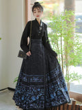 Hanfu Original Chinese Horse Face Skirt Ming Dynasty Woman Chinese Traditional Embroidered Skirt Autumn Horse Face Pony Skirt
