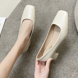 Kukombo 2024 Spring New Flat Women Shoes Loafers Simple Low Heels Office Work Casual Shoes Slip on Flat Footwear Ladies Square Toe Shoes