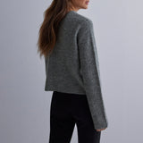 Kukombo Women's Knit Sweater Long Sleeve Crew Neck Bow Tie Front Solid Color Cardigan Hollow Out Sweater Winter Fall Streetwear