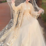 Kukombo 2024 Chinese Traditional Ethnic Hanfu Women's Ancient Dress Summer Dress Lace Embroidery Princess Dress