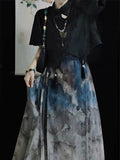 Chinese retro dress clothing, Chinese short-sleeved shirt, horse face skirt suit, summer 2024 women's Hanfu