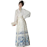 Hanfu Original Chinese Horse Face Skirt Ming Dynasty Woman Chinese Traditional Embroidered Skirt Autumn Horse Face Pony Skirt