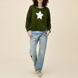 Kukombo Women Cute Y2k Graphic Sweatshirt Vintage Star Oversized Long Sleeve Shirts Loose Fit Crew Neck Pullover Streetwear