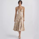 Kukombo Sleeveless Elegant Flowers Long Dress Woman Clothing Fashion Summer High Quality Luxury Sexy Spaghetti Strap Womens Dresses 2024