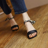Kukombo Summer New Women Sandals Lady Chunky Heel Open Toe Polka Dot Riband Strap Pumps Female Concise Elegant Cozy Shoes