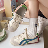 Kukombo New Women Breathable Casual Lightweight Sneakers Lace-up Vulcanized Shoes Ladies Soft Sole Wear-Resistant Sneakers Female Shoes