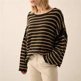 Kukombo Casual Women Oversized Striped Sweater Color Block Knit Long Sleeve Sweatshirt Loose Pullover Y2K Preppy Jumper