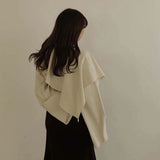 Kukombo Women Ruffle T Shirts Korean Elegant All Match Female Loose Long Sleeve Tops Fashion Patchwork Casual Tees Spring New