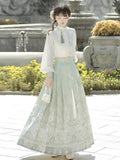 Hanfu women Cherry blossom Jacquard National style zipper horse-face skirt three-piece dress Spring and Autumn set 2024