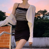 Kukombo Summer Sunscreen Long Sleeve Shirts Match Dress Y2K Vintage Tops Elegant Clothes for Women Korean White Cardigan Blouses Female