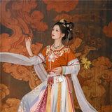 4 Piece Set Half Arm Waist Waist Tang Suit for Woman Ancient Dance Costume Elegant Princess Embroidery Hanfu Cosplay Costume