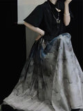 Chinese retro dress clothing, Chinese short-sleeved shirt, horse face skirt suit, summer 2024 women's Hanfu