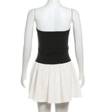 Kukombo Sleeveless Splicing Mini Backless Dress Woman Summer Clothing Sexy Elegant Party Black Short Dresses for Women Aesthetic 2024