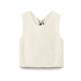 Kukombo Bow Tie Back Sweater Vest for Women Y2K Casual Sleeveless Knit Tank Top Cropped Cardigan Going Out Tops Streetwear
