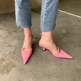 Kukombo Spring New Brand Women Pumps Shoes Fashion Pleated Pointed Toe Ladies Elegant Slingback Sandals Zapatilla De Muje