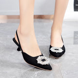 Kukombo Summer shoes for women 2022 New Women's Shoes Wedding Shoes Sequined Exposed Documentary Shoes Pointed Toe Temperament Spring