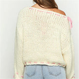 Kukombo Women Y2k Long Sleeve Loose Sweater Top Teen Girls 90s Aesthetic Graphic Knit Pullovers Streetwear Fall Winter