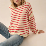 Kukombo Casual Women Oversized Striped Sweater Color Block Knit Long Sleeve Sweatshirt Loose Pullover Y2K Preppy Jumper