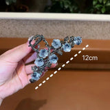 Kukombo New Female Camellia Flower Grab Clip Retro Ponytail Braid Crab Metal Grab Clip Fashion Sweet Girl Hair Card Hair Accessories