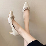 Kukombo 2024 Spring Autumn New Pointed Leather Surface Rhinestone Women's Thin Heels External Wearing Shallow Mouth Single Shoes Wome
