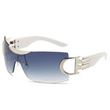 Kukombo Rimless Wrap Around Y2K Sunglasses For Women Unisex Futuristic Oversized Fashion Frameless Sun Glasses Trendy Shield Shades