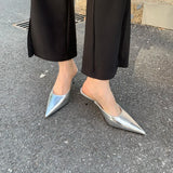 Kukombo 2024 Spring New Brand Women Slipper Pointed Toe Slip On Ladies Mules Thin Low Heel Outdoor Dress Sandal Shoes