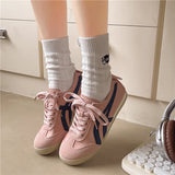 Kukombo New Women Breathable Casual Lightweight Sneakers Lace-up Vulcanized Shoes Ladies Soft Sole Wear-Resistant Sneakers Female Shoes