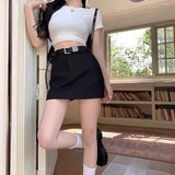 Kukombo Summer Mini Y2k Skirt Woman Clothing Korean Fashion High Waist Black Sexy Aesthetic streetwear Short Skirts for Womens 2024