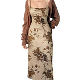 Kukombo Vintage Evening Floral Bodycon Dress Woman Summer Clothes Sexy Sleeveless Elegant Party Long Dresses for Womens Aesthetic 2024