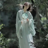 Large Size 3XL Hanfu Dress Women Chinese Traditional Vintage Cosplay Costume Female Halloween Cosplay Costume Cyan Hanfu Dress