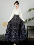 Hanfu Original Chinese Horse Face Skirt Ming Dynasty Woman Chinese Traditional Embroidered Skirt Autumn Horse Face Pony Skirt