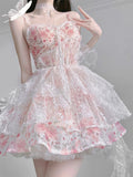 Kukombo Chic Ball Gown Spaghetti Straps Lolita Dress Pink Birthday Dresses Birthday Outfits