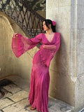Kukombo Chiffon Pleated Long Sleeve Maxi Dress (PRE-ORDER)