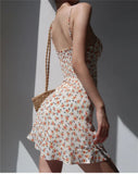 Kukombo Vintage Flower Suspenders Women Summer Dress Clothes Sleeveless Fashion Beach Mini Short Dresses for Women Vacation Outfits 2024