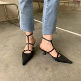 Kukombo Spring New Brand Women Pumps Shoes Fashion Pleated Pointed Toe Ladies Elegant Slingback Sandals Zapatilla De Muje