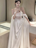 Kukombo Women Retro Off Shoulder Strapless Long Dress Summer New Sleeveless Backless Pleated Evening Party Lace High Waist Vestidos Rebe