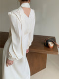 Kukombo Elegant and Chic Women Casual Midi Dress Puff Sleeve New Designed Solid Party Birthday Vestidos Female Fashion Robe Clothes
