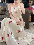 Kukombo Spaghetti Strap Elegant Casual Floral Women Dresses Sleeveless Vintage Beach A-Line Party Robe Chic Female Vestidos Mujers