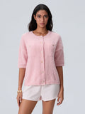 Kukombo Women Knitted Crop Cardigan Shirt Short Sleeve Button Down Ribbed Knit Crop Top Y2k Girls Outwear Top Tee Shirt Streetwear