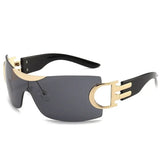 Kukombo Rimless Wrap Around Y2K Sunglasses For Women Unisex Futuristic Oversized Fashion Frameless Sun Glasses Trendy Shield Shades
